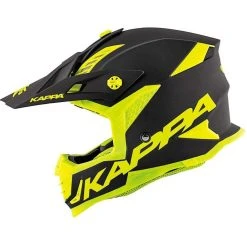 Casco Moto Cross Enduro Kappa KV39 SOLID Nero Opaco Giallo Fluo