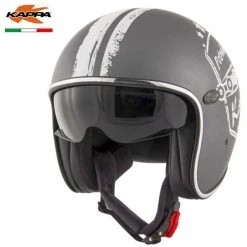 Casco Moto Jet In Fibra Vintage Custom Kappa KV-29 PHILADELPHIA Petrolhead Titanio